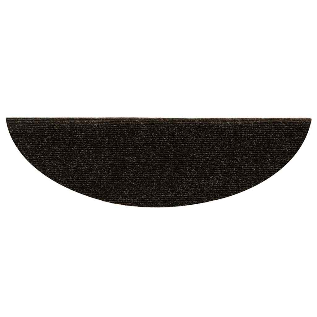 Marches d'escalier auto-adhésives 10 pièces 56x17x3 cm marron foncé semi-circulaire