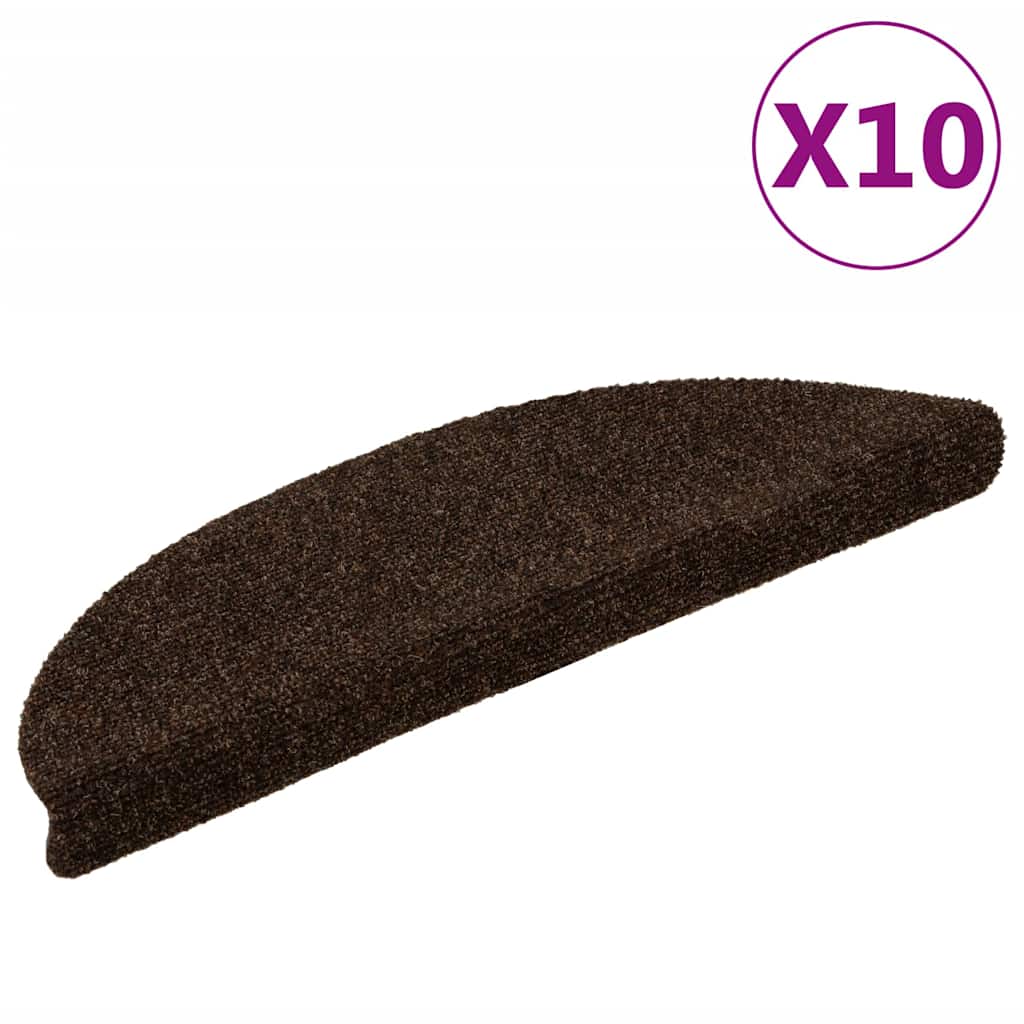 Self-adhesive Stair Treads 10 Pcs. 56x17x3 cm Brown Semi-circular