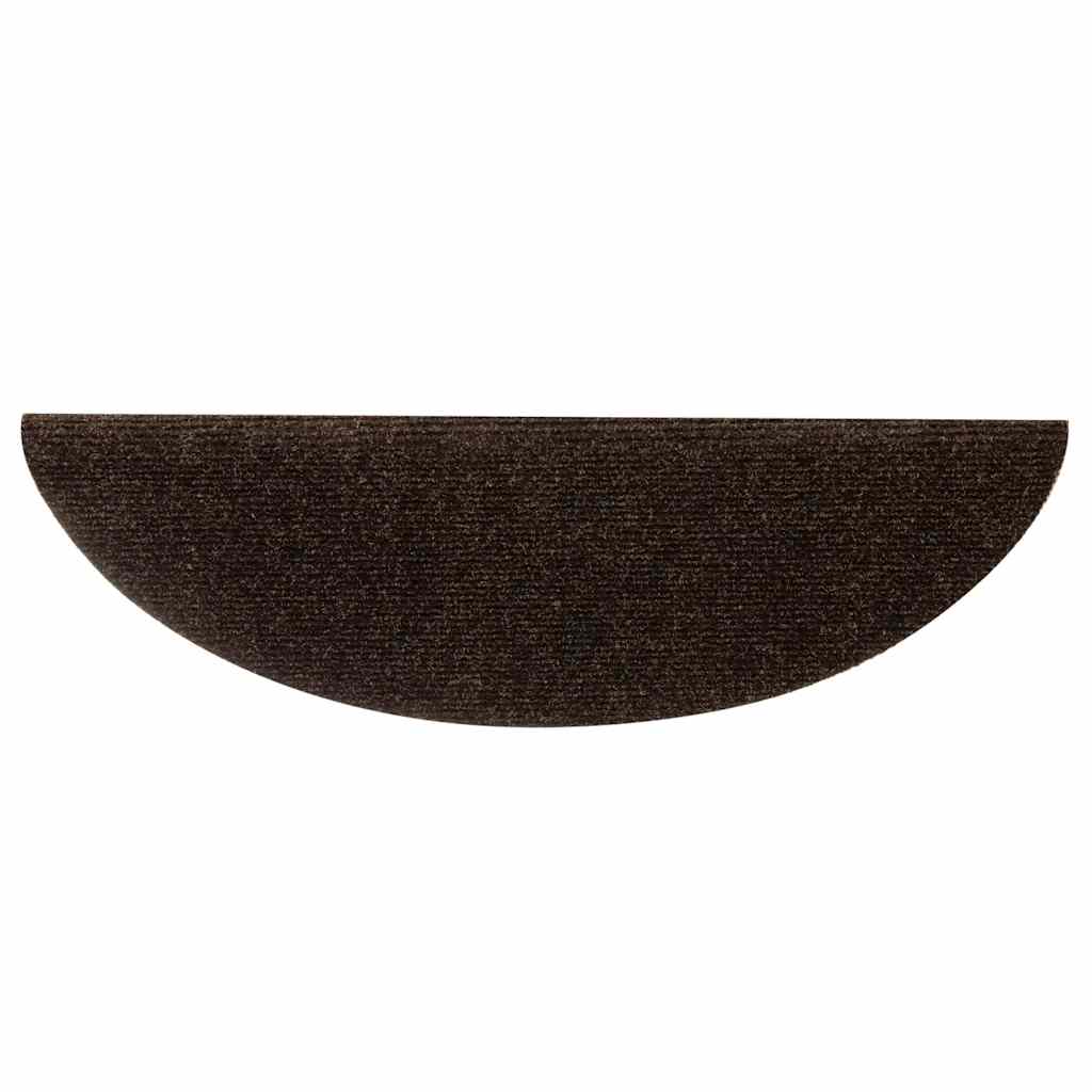 Self-adhesive Stair Treads 10 Pcs. 56x17x3 cm Brown Semi-circular