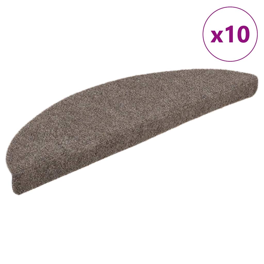 Marches d'escalier autocollantes 10 pcs 56x17x3 cm Beige Semi-circulaire