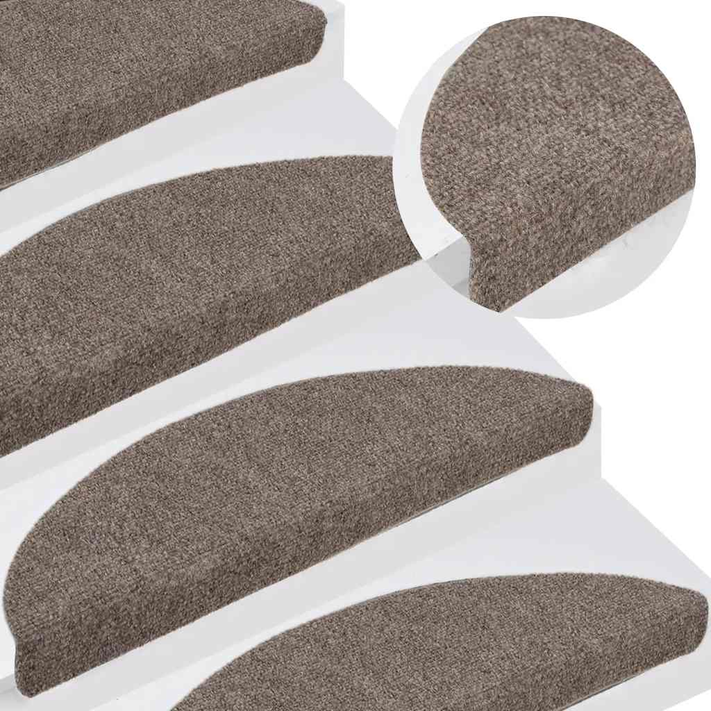 Marches d'escalier autocollantes 10 pcs 56x17x3 cm Beige Semi-circulaire