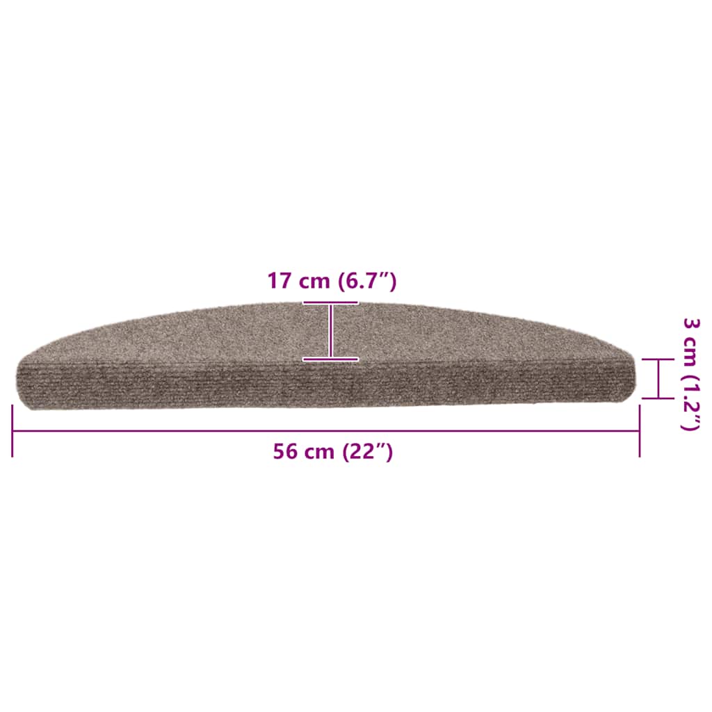 Marches d'escalier autocollantes 10 pcs 56x17x3 cm Beige Semi-circulaire
