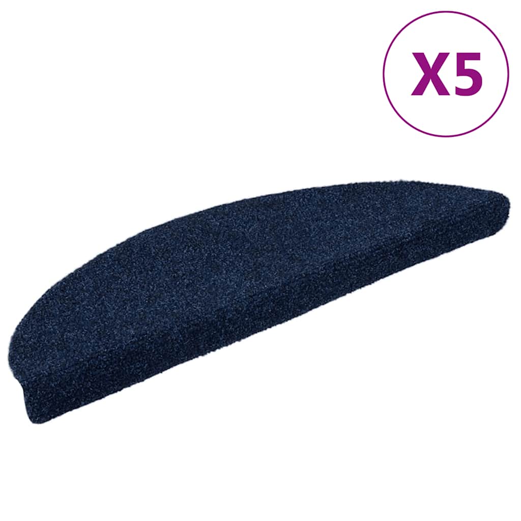 Stair Treads Self-Adhesive 5 Pcs. 56x17x3 cm Navy Blue Semi-Circular