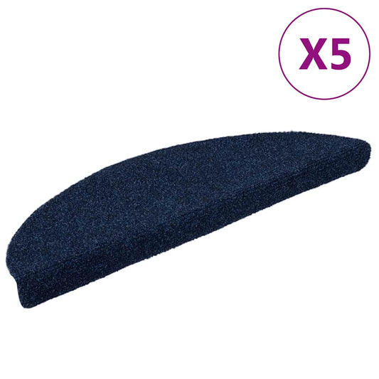 Stair Treads Self-Adhesive 5 Pcs. 56x17x3 cm Navy Blue Semi-Circular