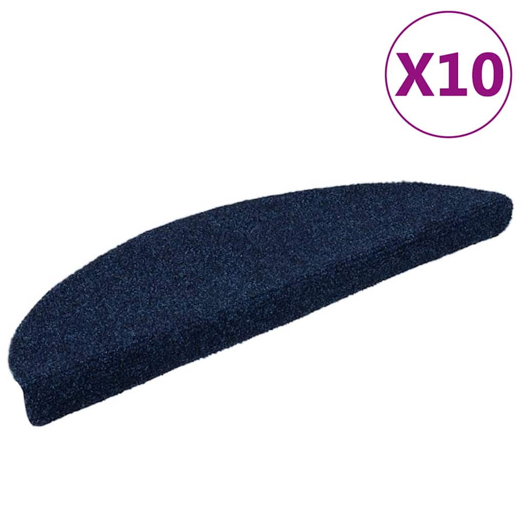 Marches d'escalier auto-adhésives 10 p. 56x17x3 cm bleu marine demi-rondes