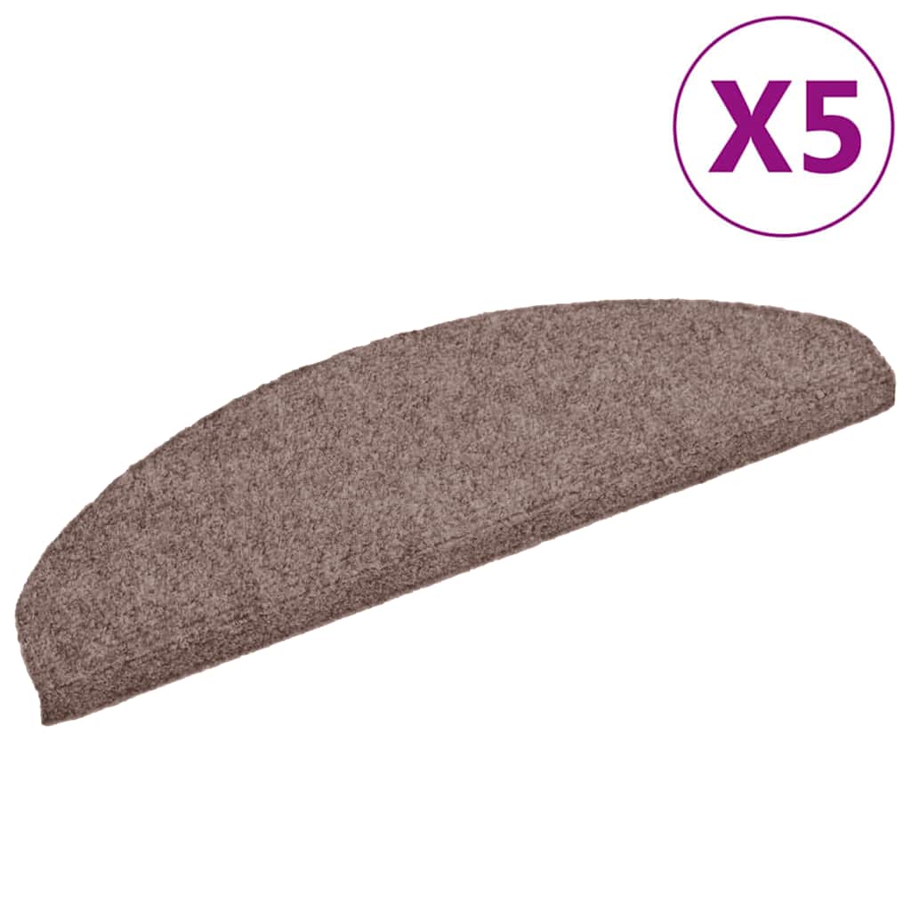 Tapis de marches autocollants 5 pcs 65x21x4 cm Marron clair Semi-circulaire Grand