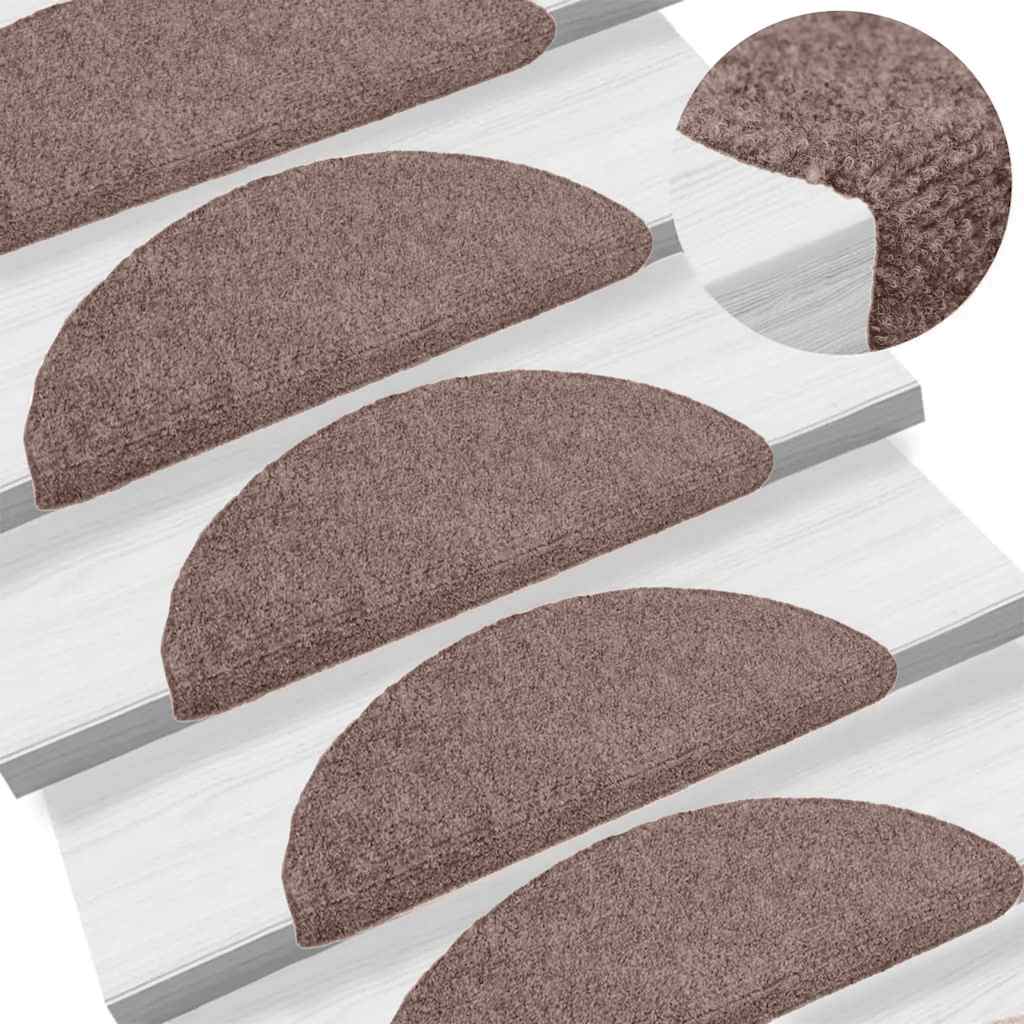 Tapis de marches autocollants 5 pcs 65x21x4 cm Marron clair Semi-circulaire Grand