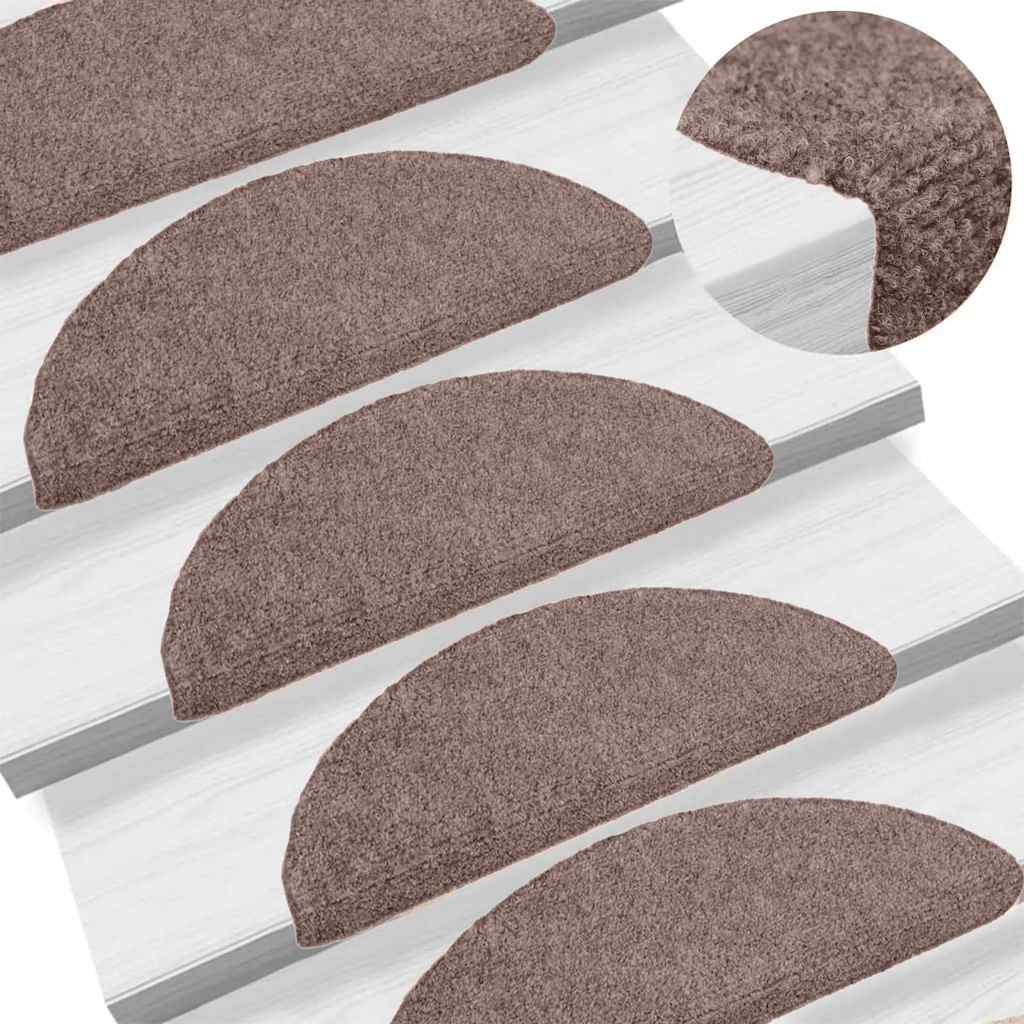 Stair Mats Self-Adhesive 10 pcs. 65x21x4 cm Light Brown Semi-Circular Large