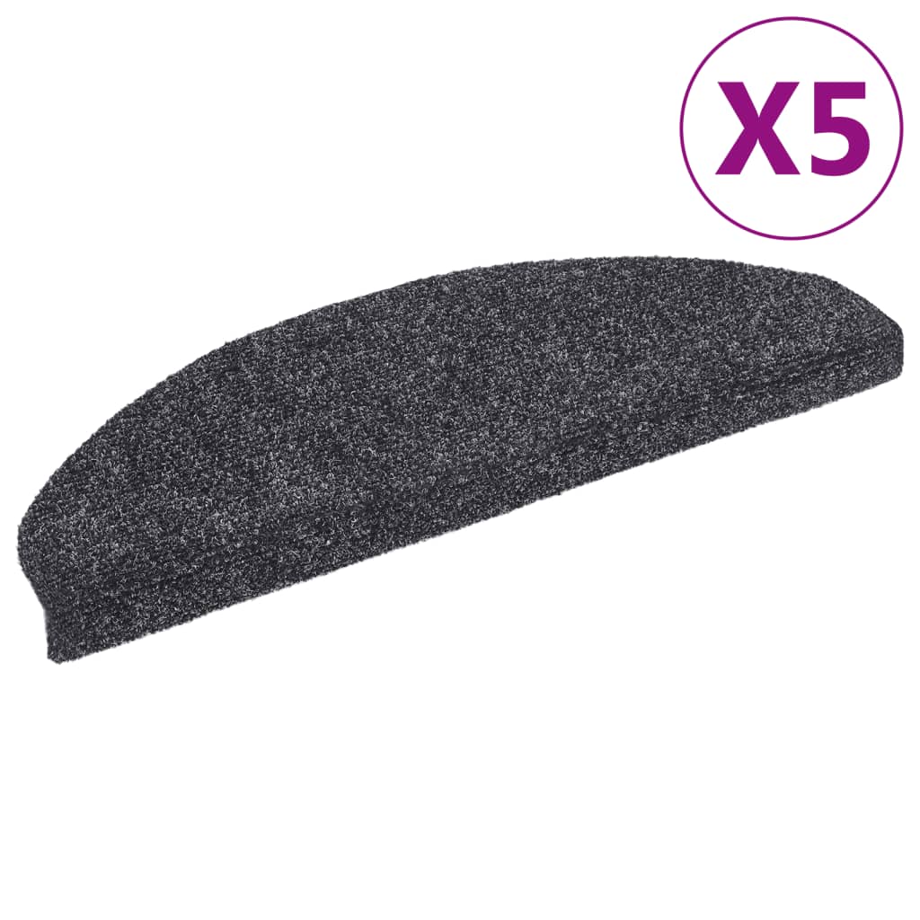 Stair Mats Self-Adhesive 5 pcs. 65x21x4 cm Dark Grey Half Round Large