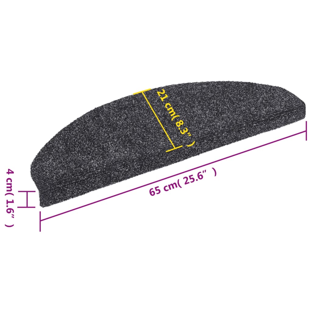 Stair Mats Self-Adhesive 5 pcs. 65x21x4 cm Dark Grey Half Round Large