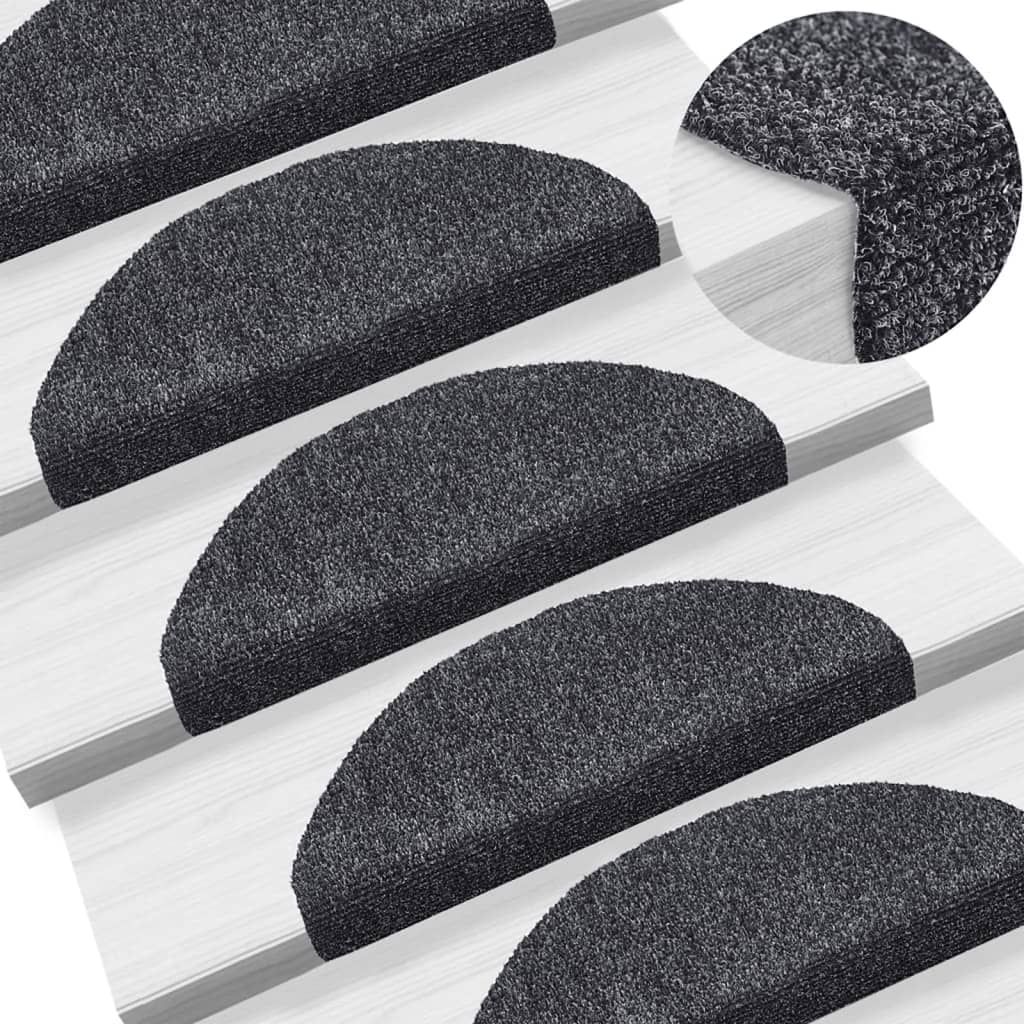 Stair Mats Self-Adhesive 5 pcs. 65x21x4 cm Dark Grey Half Round Large