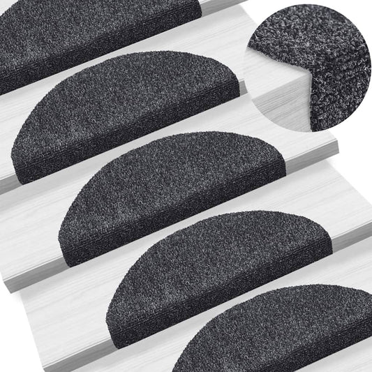Tapis de marches autocollants 5 p. 65x21x4 cm Gris foncé Semi-circulaire Grand