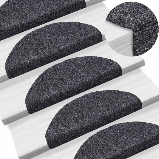 Tapis de marche auto-adhésifs 10 pcs 65x21x4 cm Gris foncé Semi-circulaire Grand