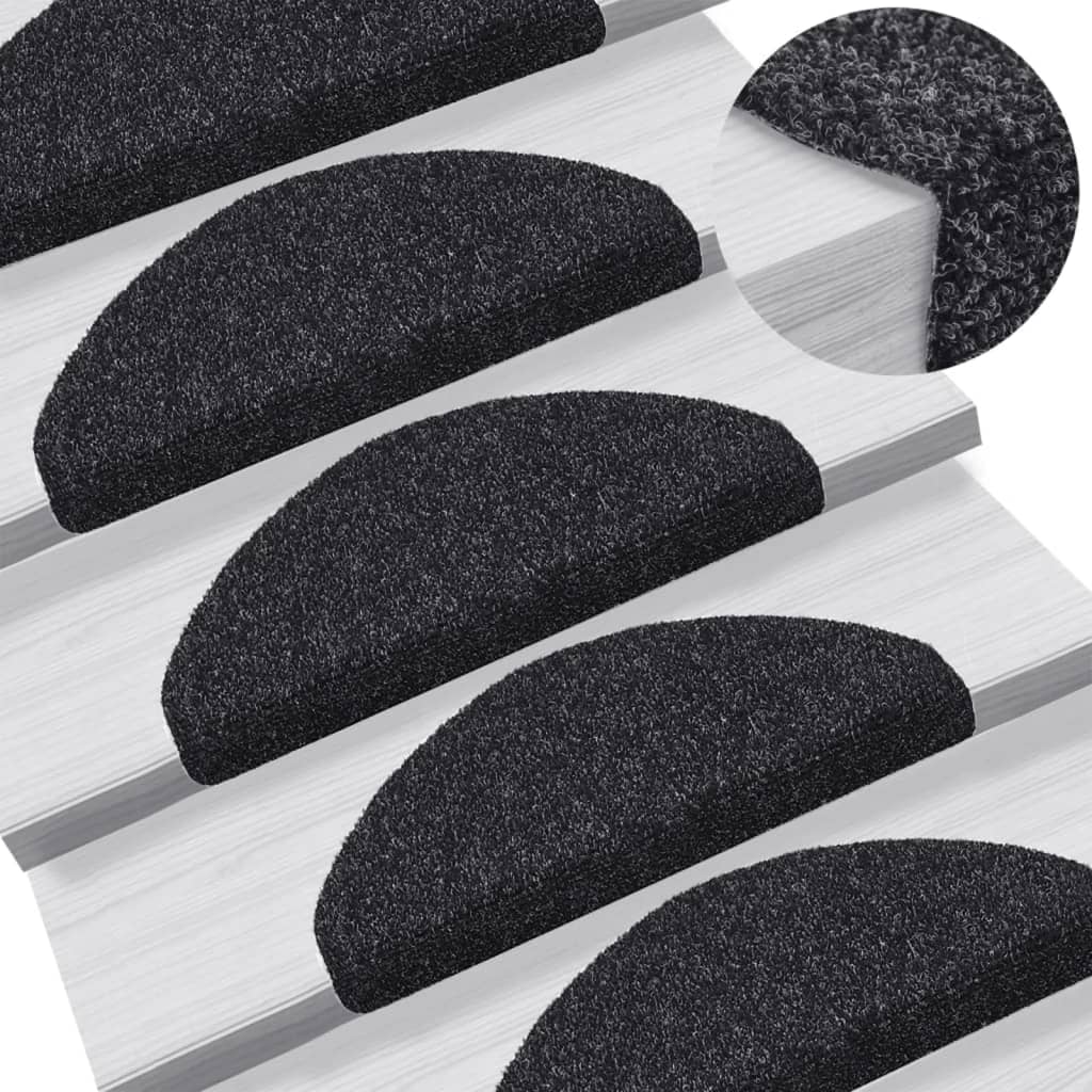 Stair Mats Self-Adhesive 5 Pcs. 65x21x4 cm Black Semi-Circular Large