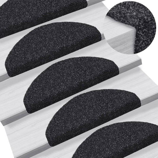 Tapis de marches autocollants 5 p. 65x21x4 cm Noir Semi-circulaire Grand