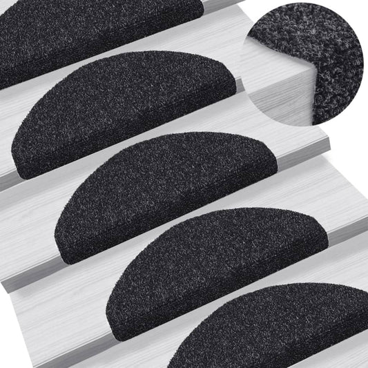Tapis de marche antidérapants auto-adhésifs 10 pcs 65x21x4 cm Noir Semi-circulaire Grand