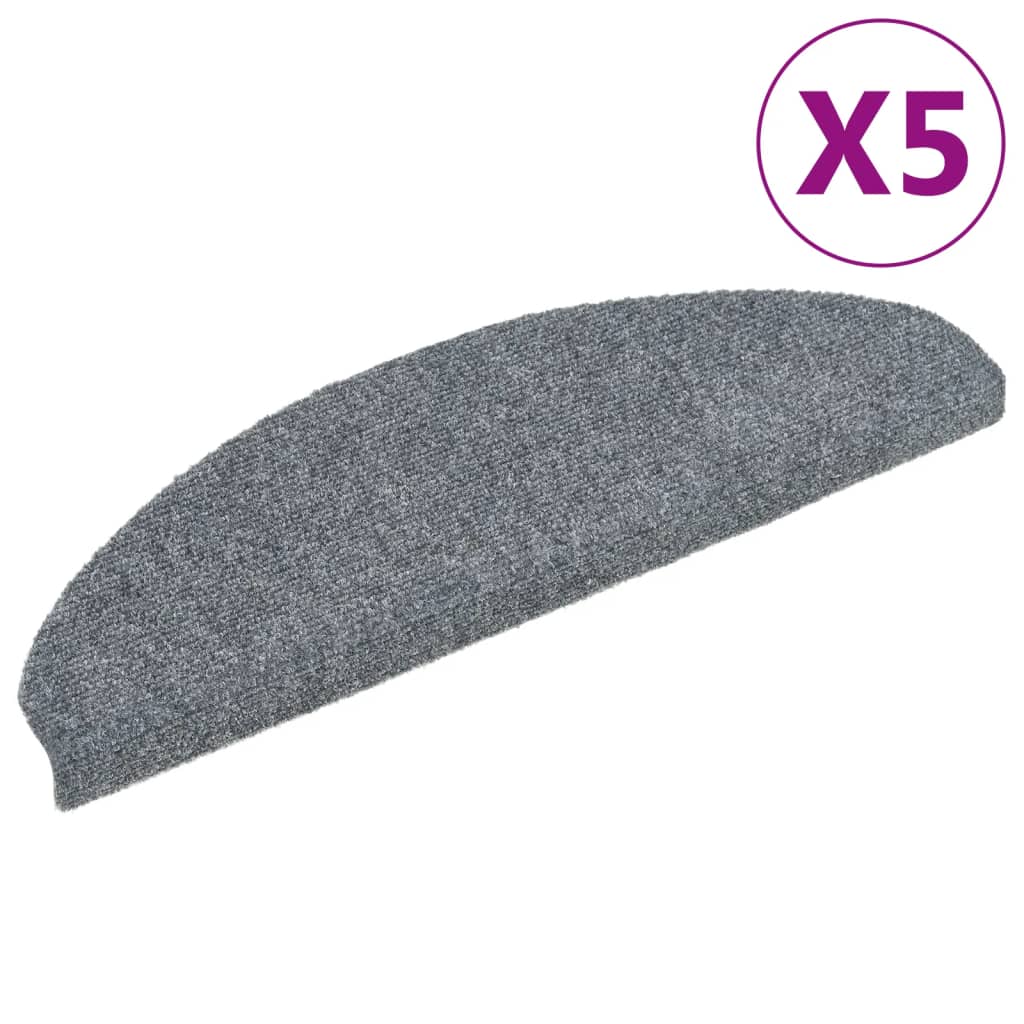 Stair Mats Self-Adhesive 5 pcs. 65x21x4 cm Light Gray Semi-Circular Large