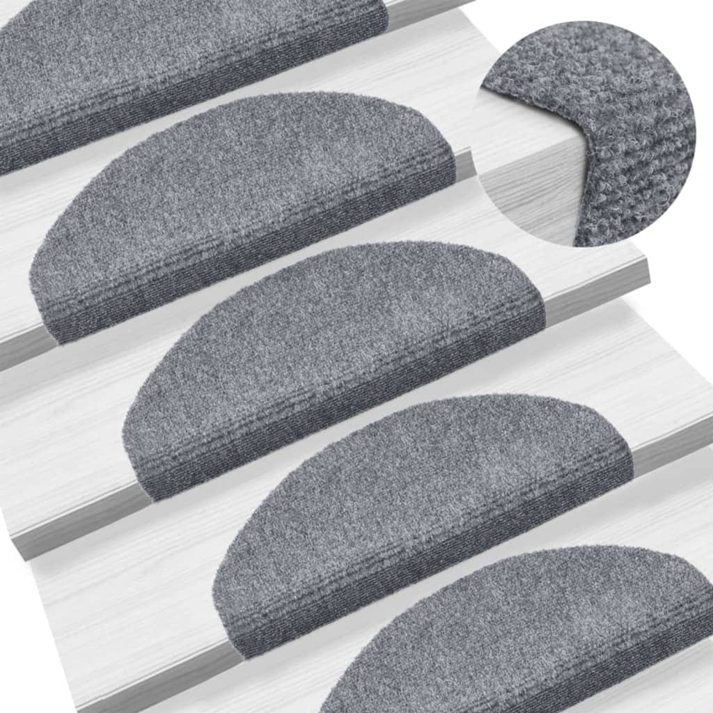 Stair Mats Self-Adhesive 5 pcs. 65x21x4 cm Light Gray Semi-Circular Large