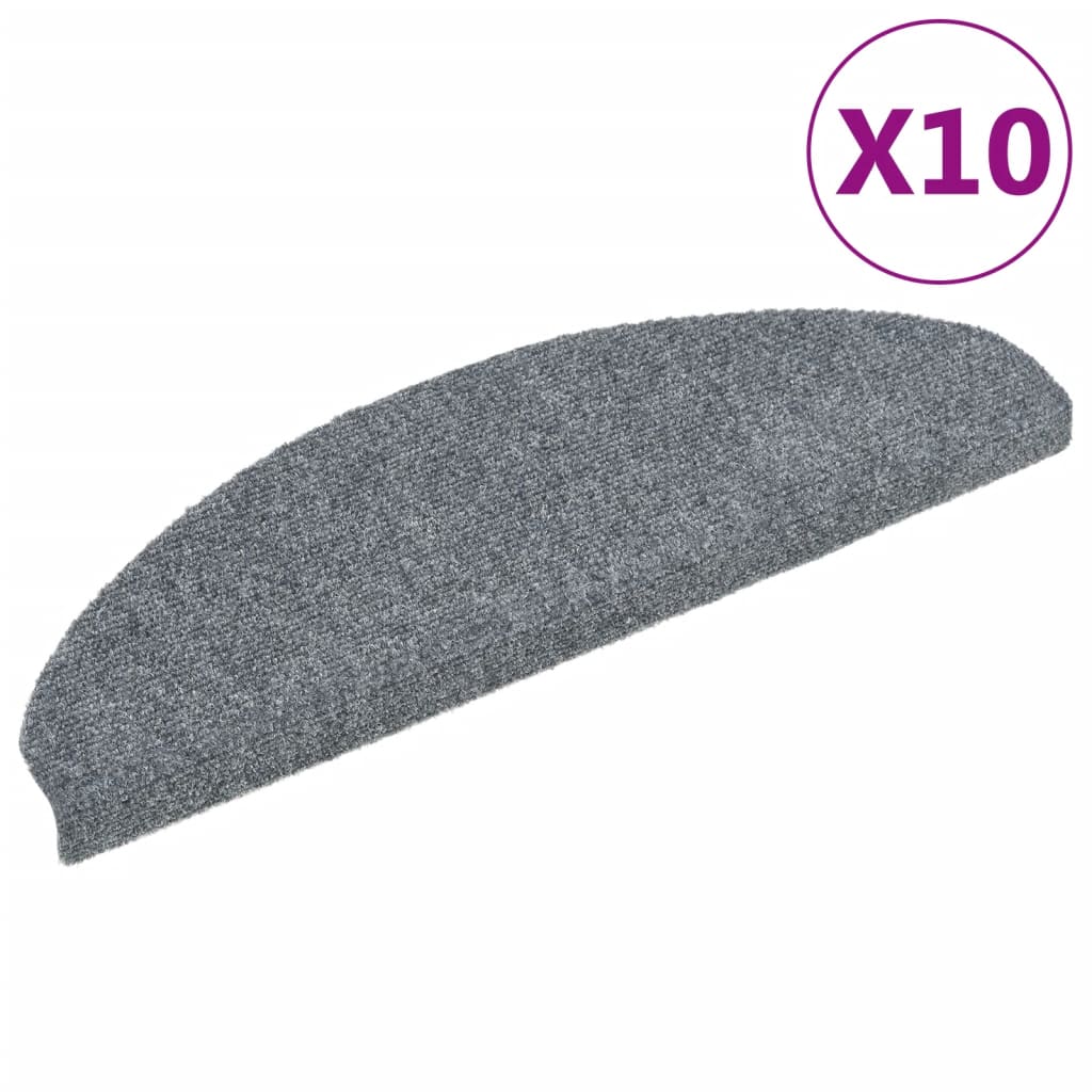 Marches d'escalier auto-adhésives 10 p. 65x21x4 cm Gris clair demi-rond grand