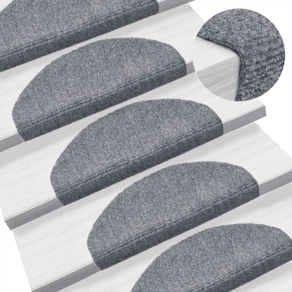 Marches d'escalier auto-adhésives 10 p. 65x21x4 cm Gris clair demi-rond grand