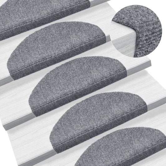 Marches d'escalier auto-adhésives 10 p. 65x21x4 cm Gris clair demi-rond grand