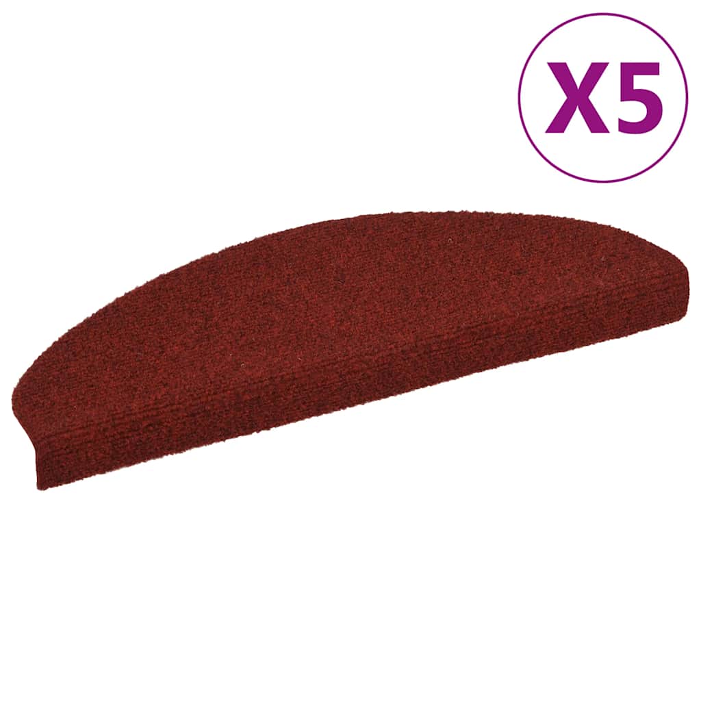 Stair Treads Self-Adhesive 5 pcs. 65x21x4 cm Bordeaux Red Semi-Circular Large