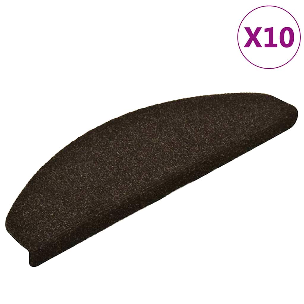 Stair Mats Self-Adhesive 10 pcs. 65x21x4 cm Dark Brown Semi-Circular Large