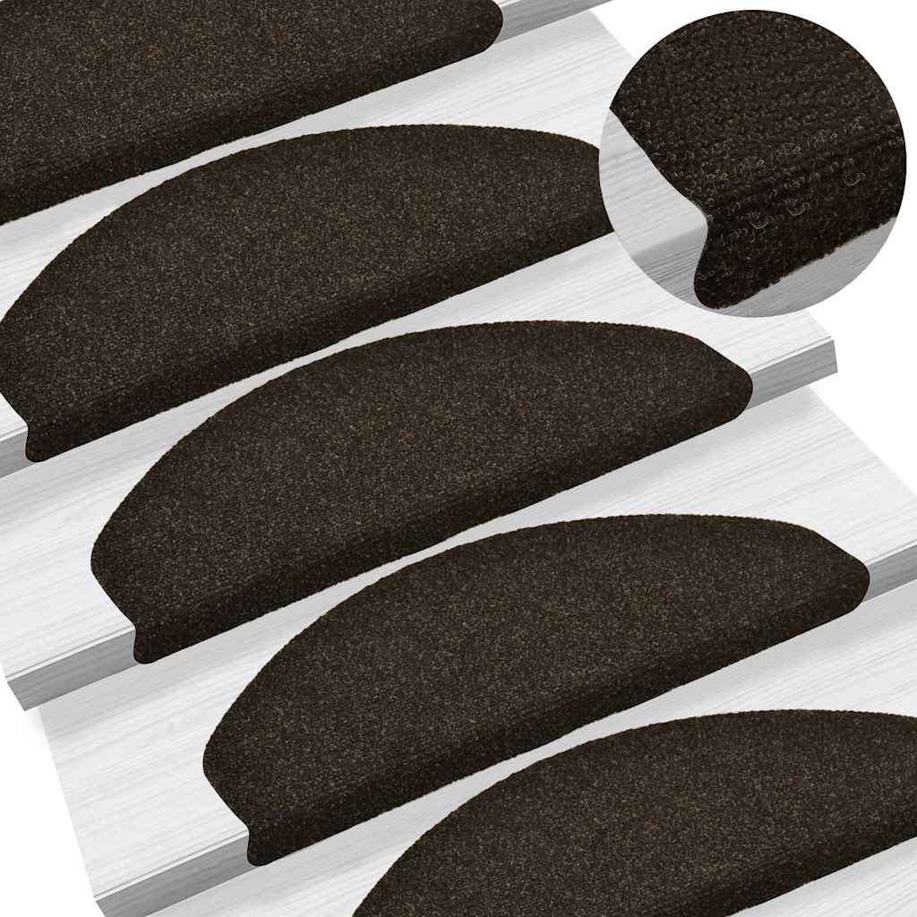 Stair Mats Self-Adhesive 10 pcs. 65x21x4 cm Dark Brown Semi-Circular Large