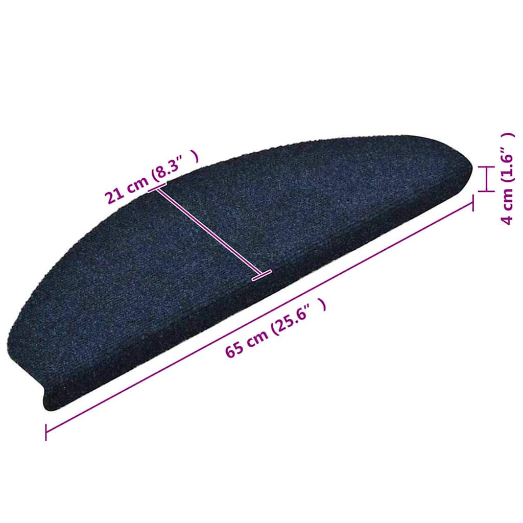 Stair Treads Self-Adhesive 10 Pcs. 65x21x4 cm Navy Blue Semi-Circular Large