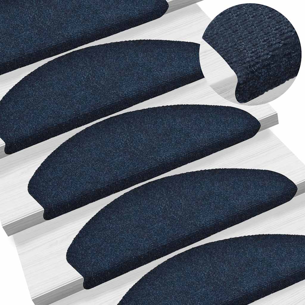Stair Treads Self-Adhesive 10 Pcs. 65x21x4 cm Navy Blue Semi-Circular Large