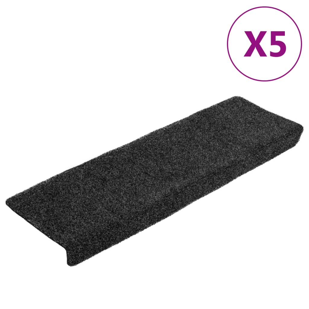 Tapis de marchettes auto-adhésifs 5 pièces 65x21x4 cm Gris Bord Rectangulaire