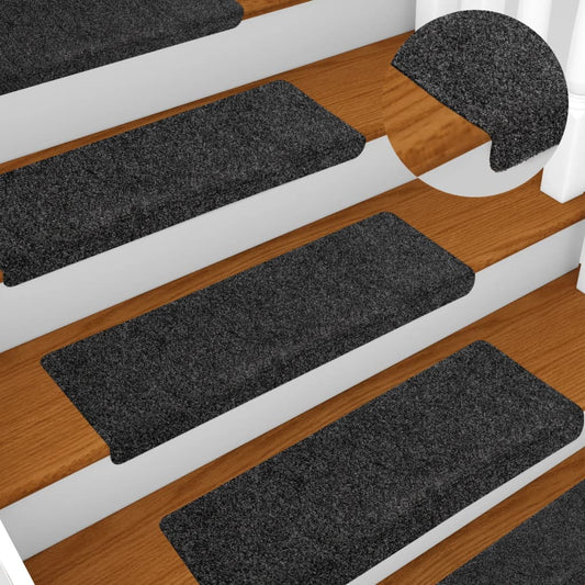 Tapis de marches autocollants 10 pcs. 65x21x4 cm Gris Bord Rectangulaire