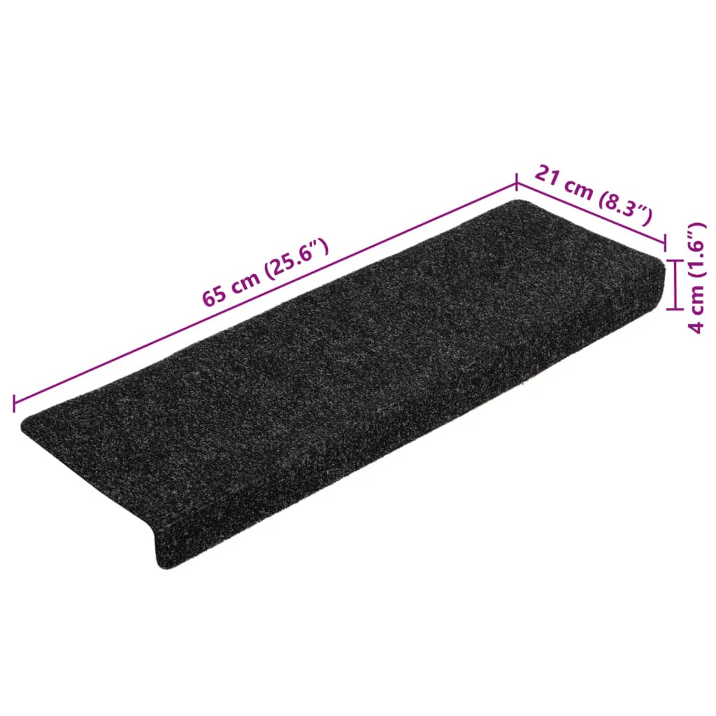 Tapis de marches auto-adhésifs 10 pcs. 65x21x4 cm Noir Bord rectangulaire
