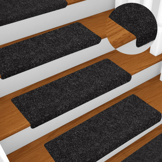 Tapis de marches auto-adhésifs 10 pcs. 65x21x4 cm Noir Bord rectangulaire