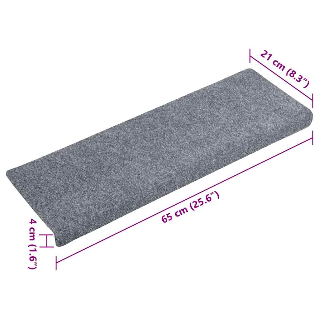 Stair Mats Self-Adhesive 10 pcs. 65x21x4 cm Light Grey Rectangular Edge