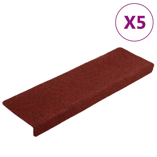 Self-adhesive Stair Mats 5 pcs. 65x21x4 cm Bordeaux Red Rectangular Edge