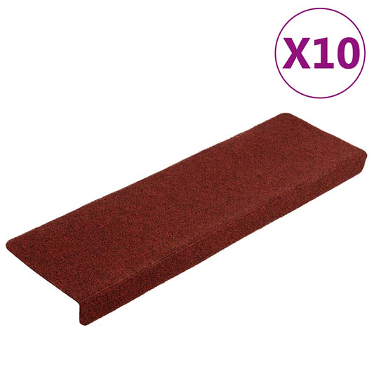 Stair Treads Self-Adhesive 10 pcs. 65x21x4 cm Burgundy Rectangular Edge