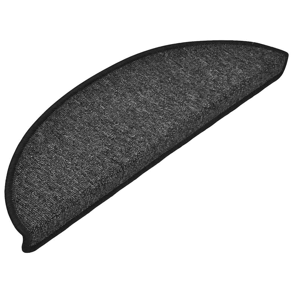 Tapis de marche d'escalier 10 pces 56x17x3 cm Anthracite Demi-lune