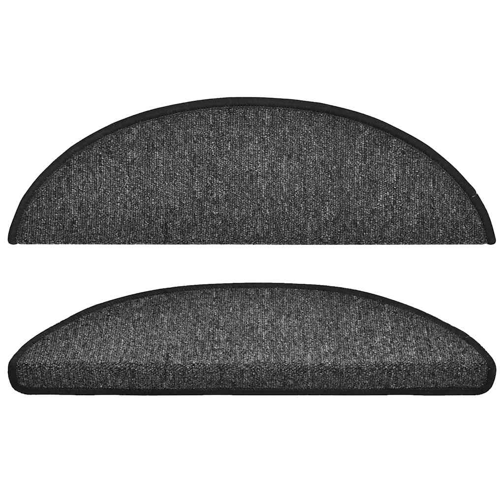 Tapis de marche d'escalier 10 pces 56x17x3 cm Anthracite Demi-lune