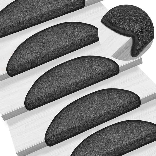 Stair Mats 10 pcs. 56x17x3 cm Anthracite Semi-Circular