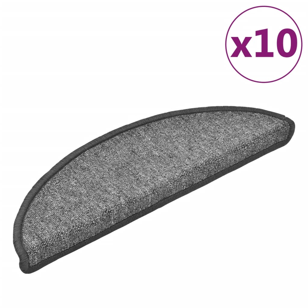 Tapis de marches 10 pcs 56x17x3 cm Gris foncé Semi-circulaire
