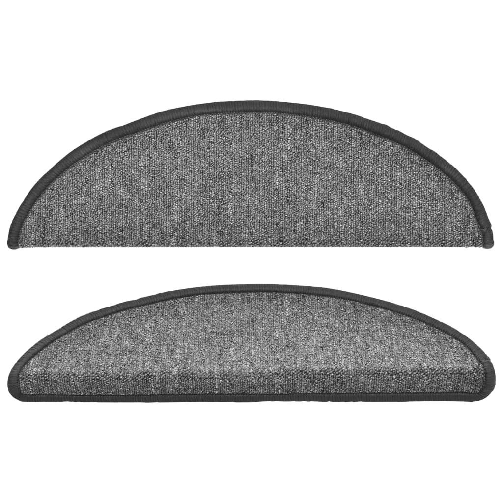 Tapis de marches 10 pcs 56x17x3 cm Gris foncé Semi-circulaire