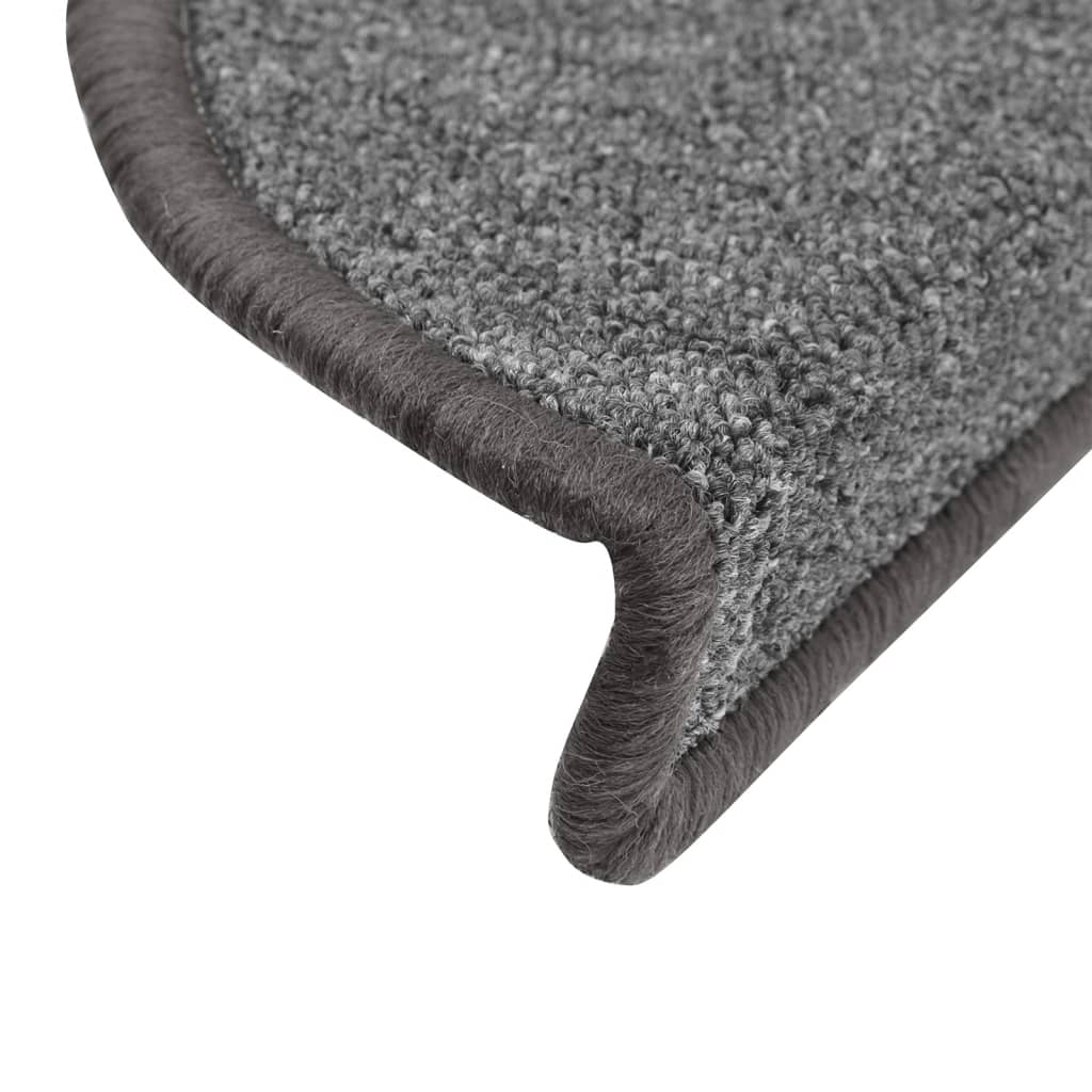 Tapis de marches 10 pcs 56x17x3 cm Gris foncé Semi-circulaire