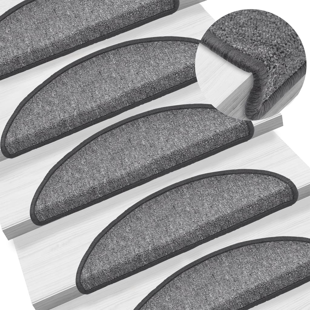 Tapis de marches 10 pcs 56x17x3 cm Gris foncé Semi-circulaire