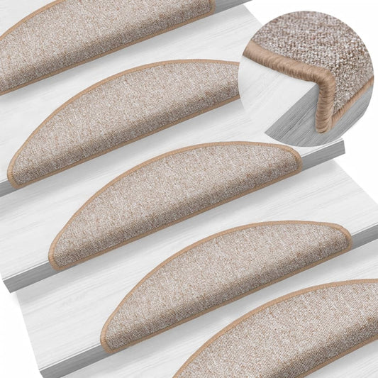 Stair Mats 10 pcs. 56x17x3 cm Light Brown Semi-Circular