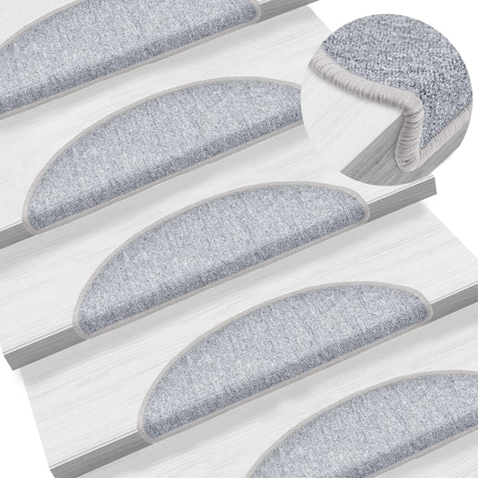 Stair Mats 10 pcs. 56x17x3 cm Light Grey Semi-Circular
