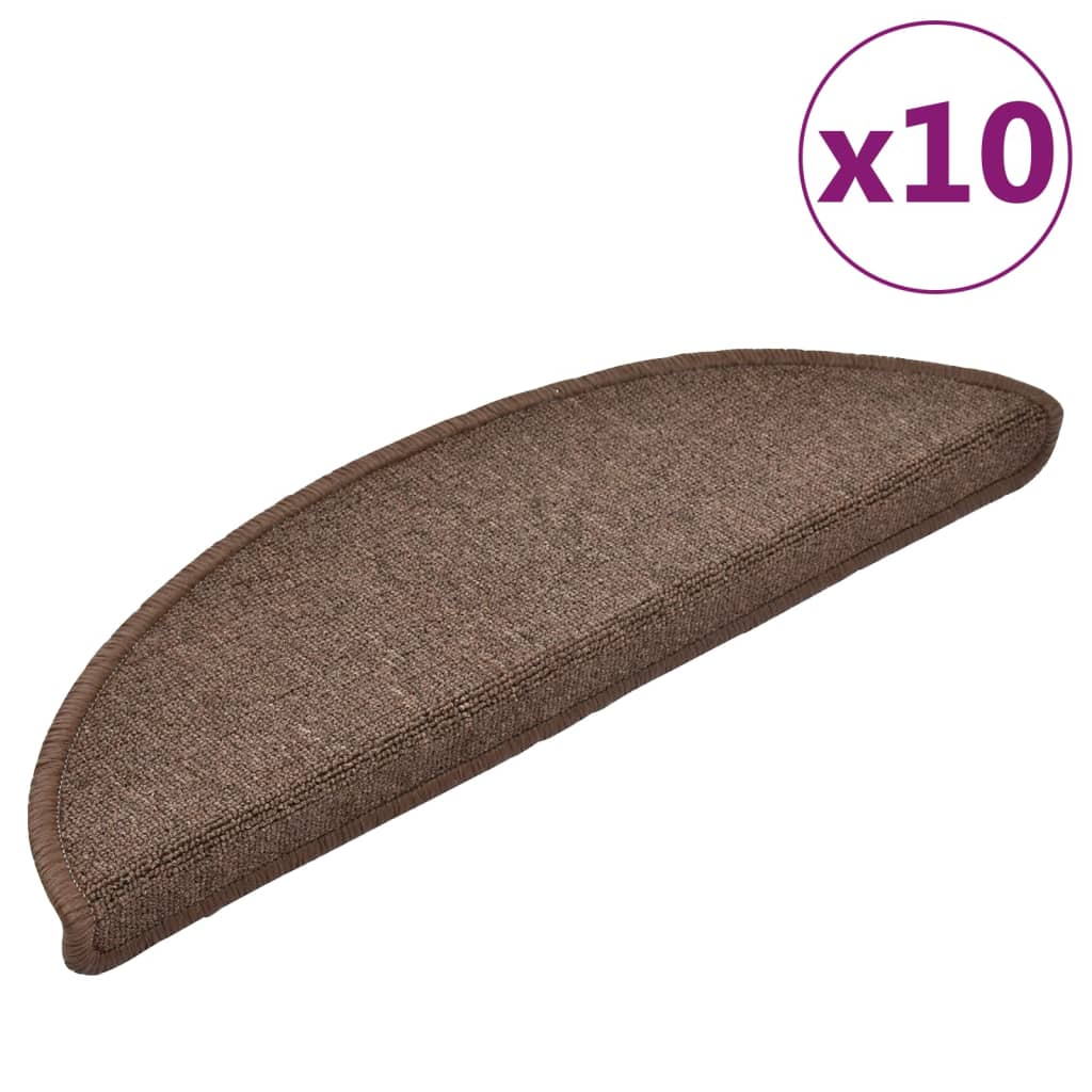 Tapis de marches 10 pcs. 56x17x3 cm Marron café Demi-rond