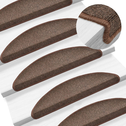 Stair Mats 10 pcs. 56x17x3 cm Coffee Brown Half Round