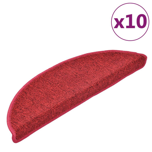Stair mats 10 pcs. 56x17x3 cm Red Semi-circular
