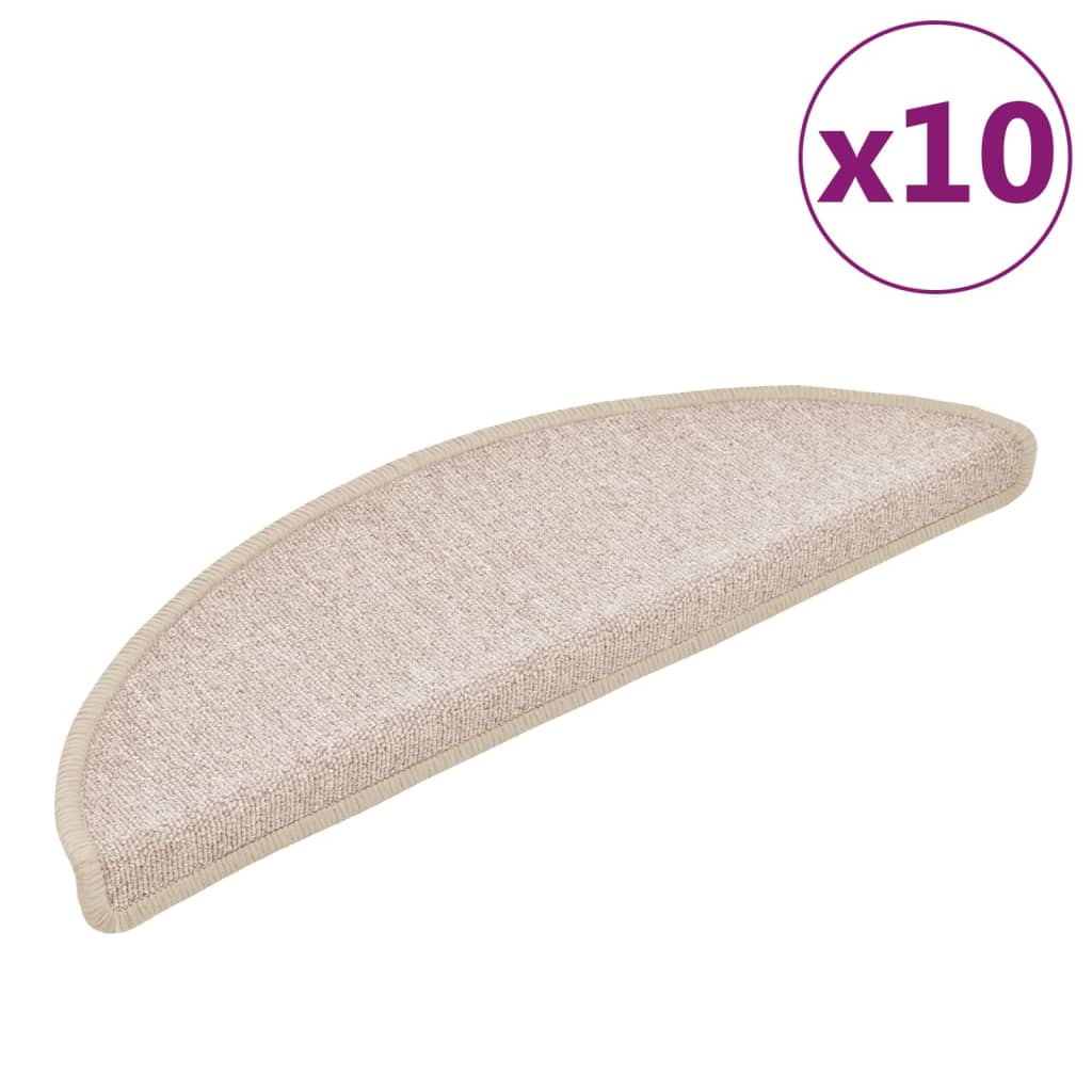 Tapis de marches d'escalier 10 p. 56x17x3 cm Taupe Semi-circulaire